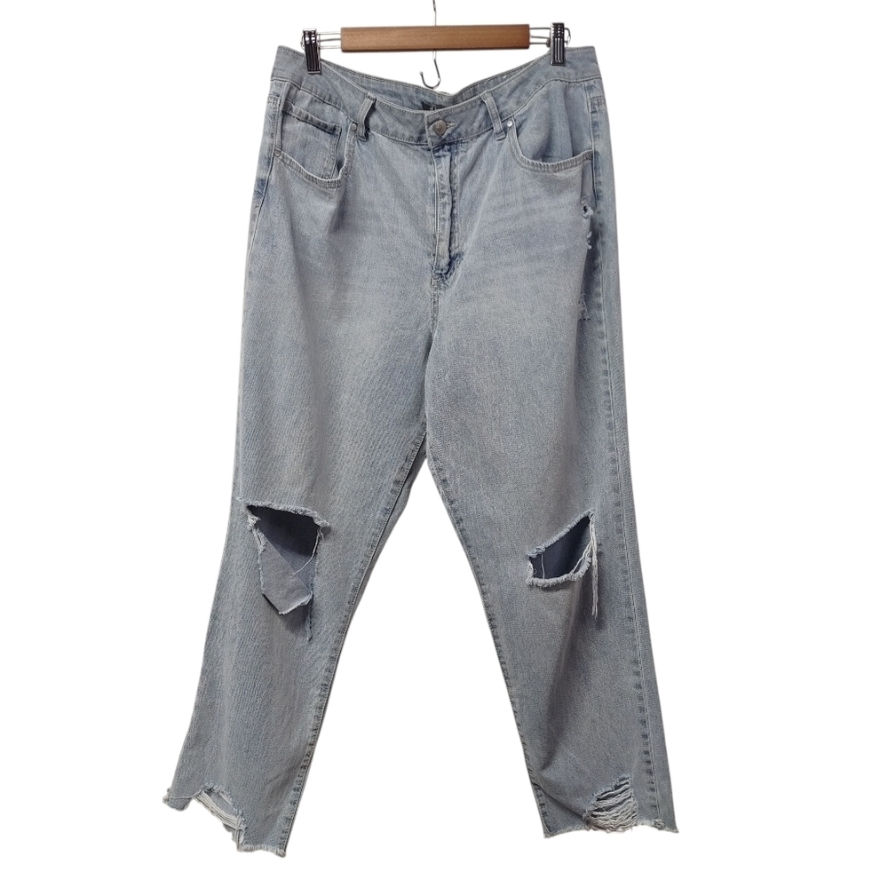 d.jeans Contemporary Wms Size 14 Distressed Ripped High Waisted Jeans Light Wash